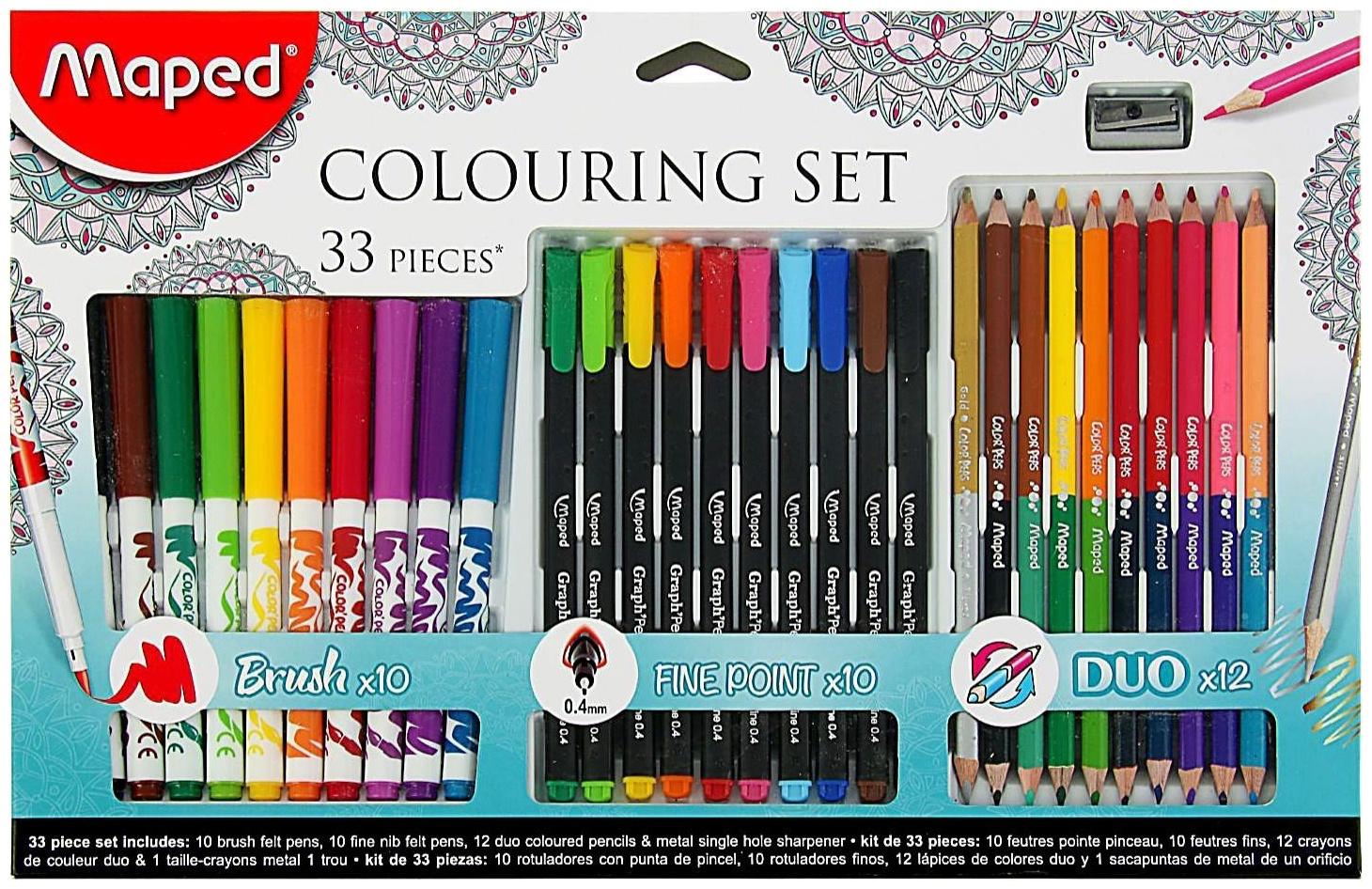 Набор для рисования Maped Color Peps 33 предмета: фломастеры, ручка капилярная, карандаши цветные двусторонние, точилка