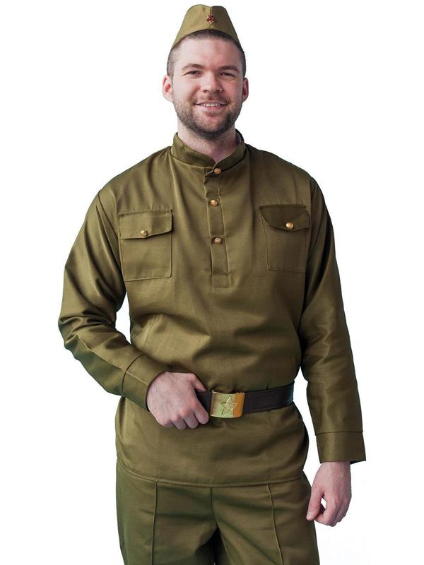 Комплект военный мужской, пилотка, гимнастёрка, ремень с бляхой, р. 46-48, рост 170-180 см