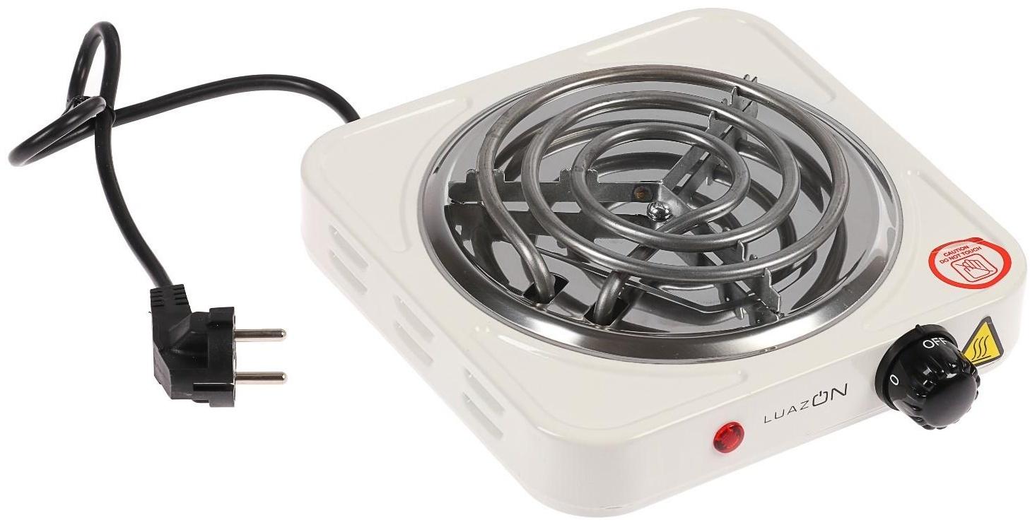 Плитка электрическая Luazon LHP-001, 1 конфорка, 1000 Вт, нагреватель спираль, белая