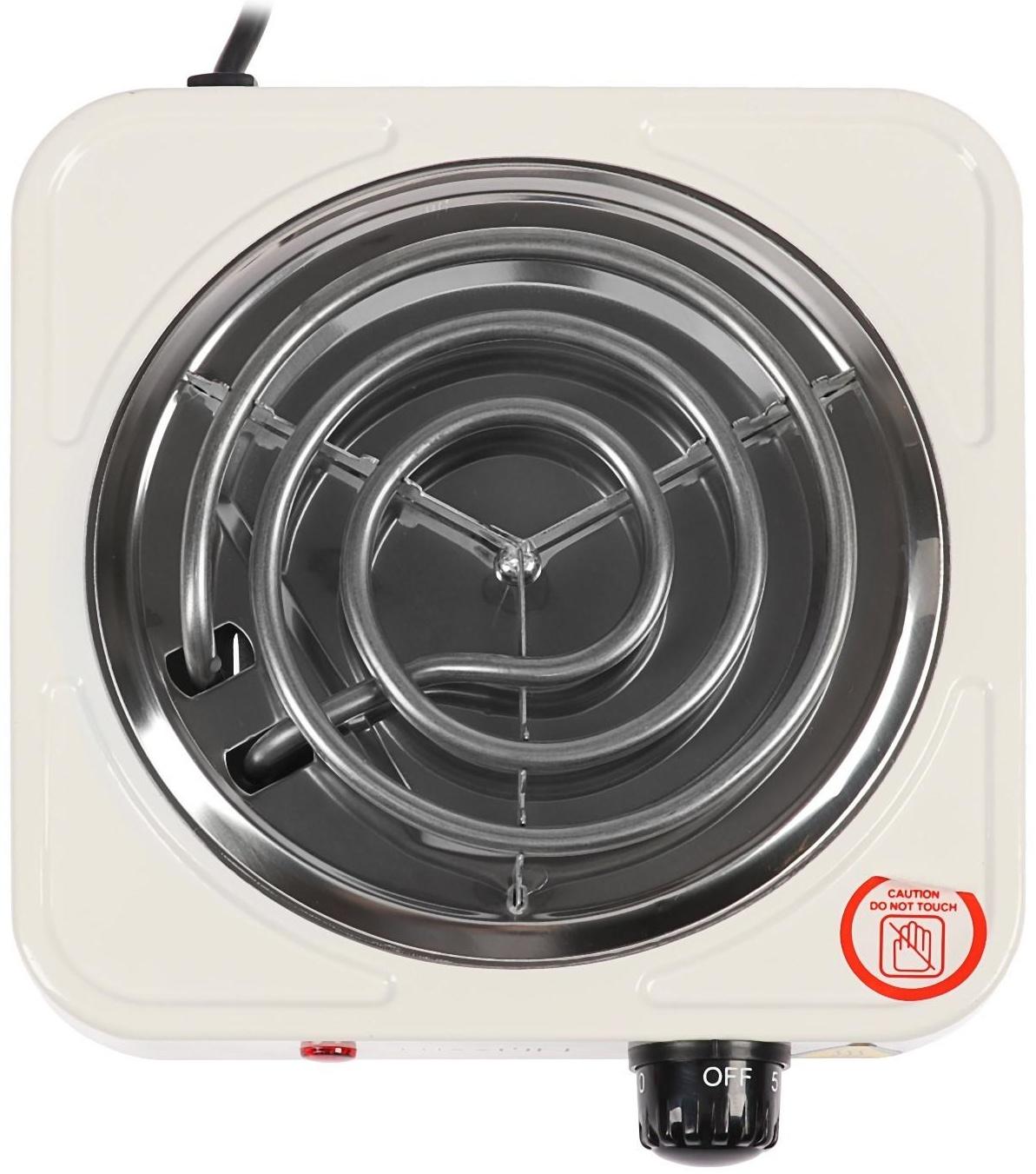 Плитка электрическая Luazon LHP-001, 1 конфорка, 1000 Вт, нагреватель спираль, белая