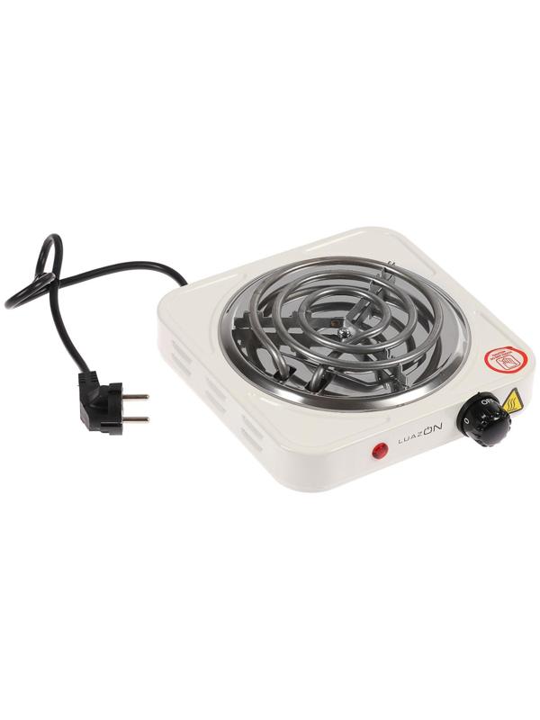 Плитка электрическая Luazon LHP-001, 1 конфорка, 1000 Вт, нагреватель спираль, белая