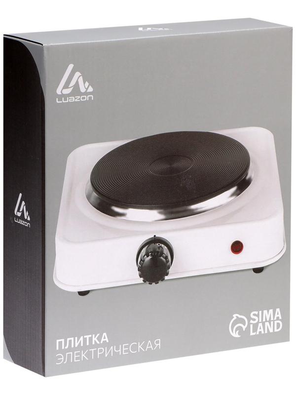 Плитка электрическая Luazon LHP-001, 1 конфорка, 1000 Вт, нагреватель спираль, белая
