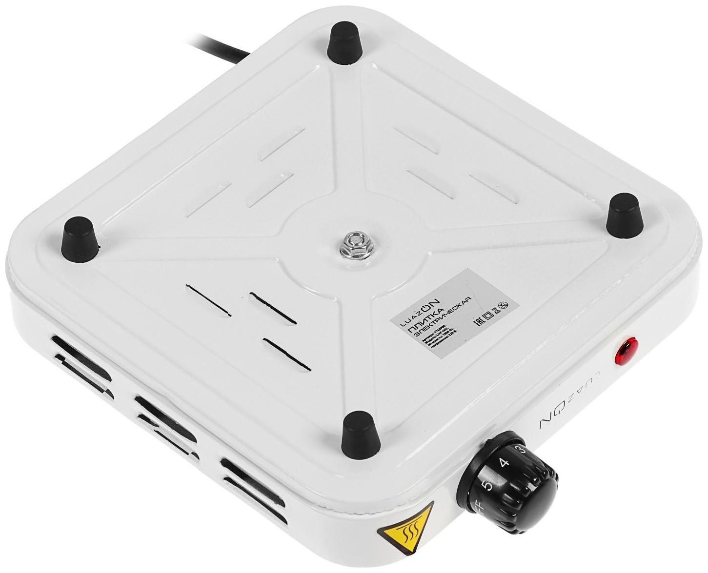 Плитка электрическая Luazon LHP-002, 1 конфорка, 1000 Вт, нагреватель диск, белая