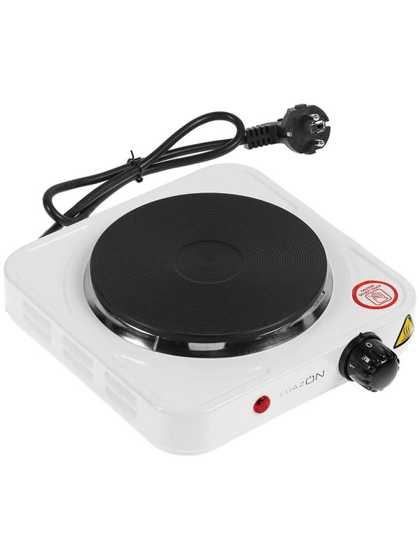 Плитка электрическая Luazon LHP-002, 1 конфорка, 1000 Вт, нагреватель диск, белая