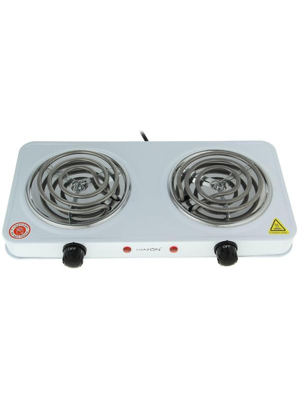 Плитка электрическая Luazon LHP-003, 2 конфорки, 2000 Вт, нагреватель спираль, белая
