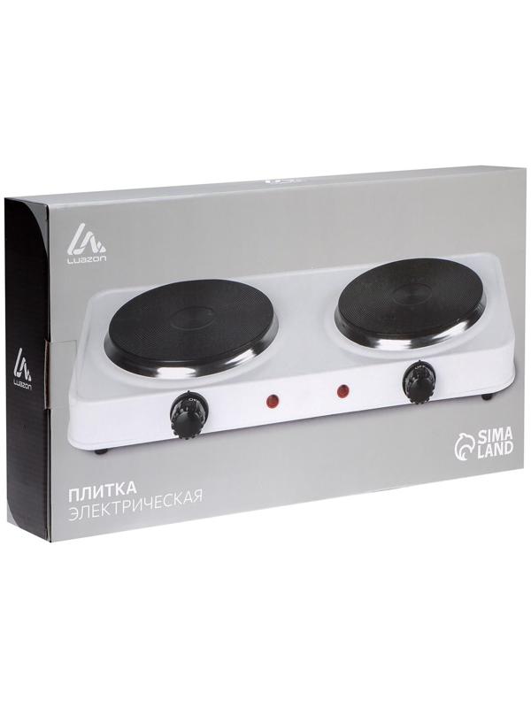 Плитка электрическая Luazon LHP-003, 2 конфорки, 2000 Вт, нагреватель спираль, белая