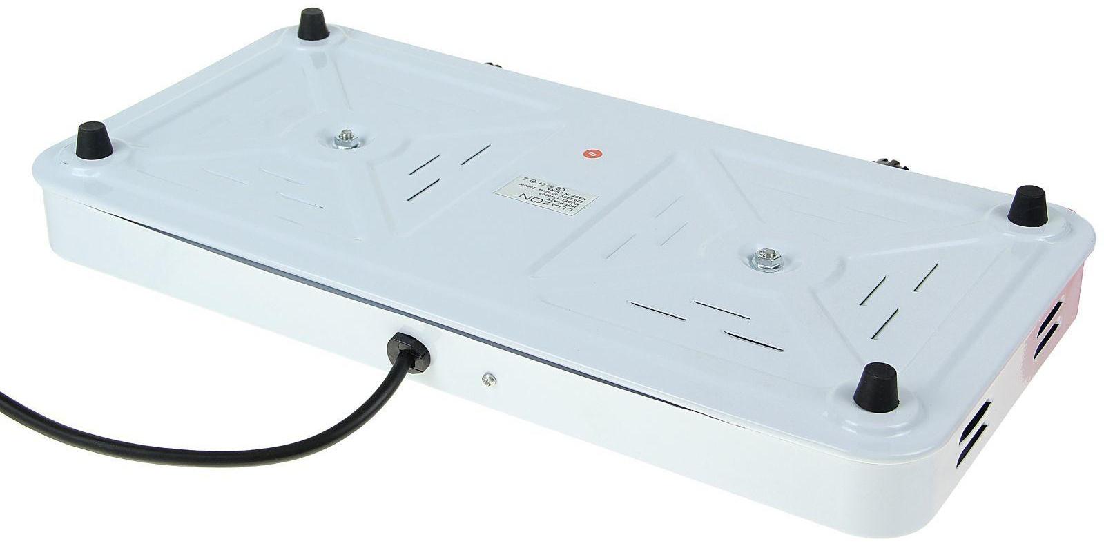 Плитка электрическая Luazon LHP-005, 2 конфорки, 2000 Вт, нагреватель диск, белая