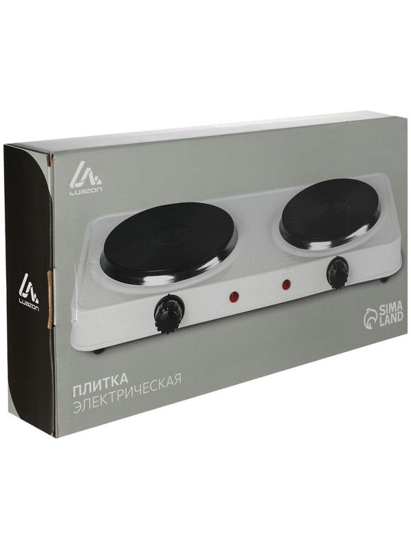 Плитка электрическая Luazon LHP-005, 2 конфорки, 2000 Вт, нагреватель диск, белая
