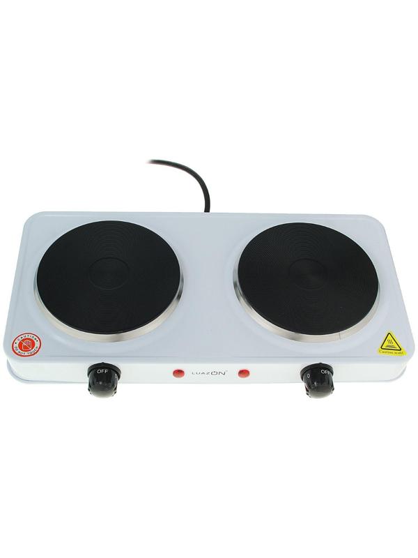 Плитка электрическая Luazon LHP-005, 2 конфорки, 2000 Вт, нагреватель диск, белая