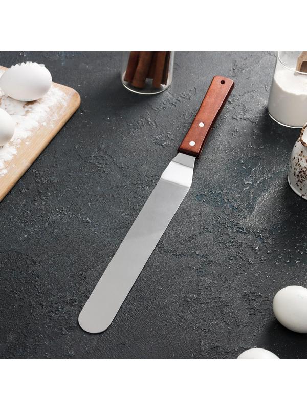 Лопатка-палетка с деревянной ручкой, изогнутая, 36,5 см