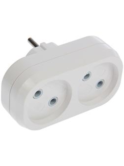 Разветвитель UNIVersal, 2 гнезда, 10 А, 250 В, без з/к, плоский, белый