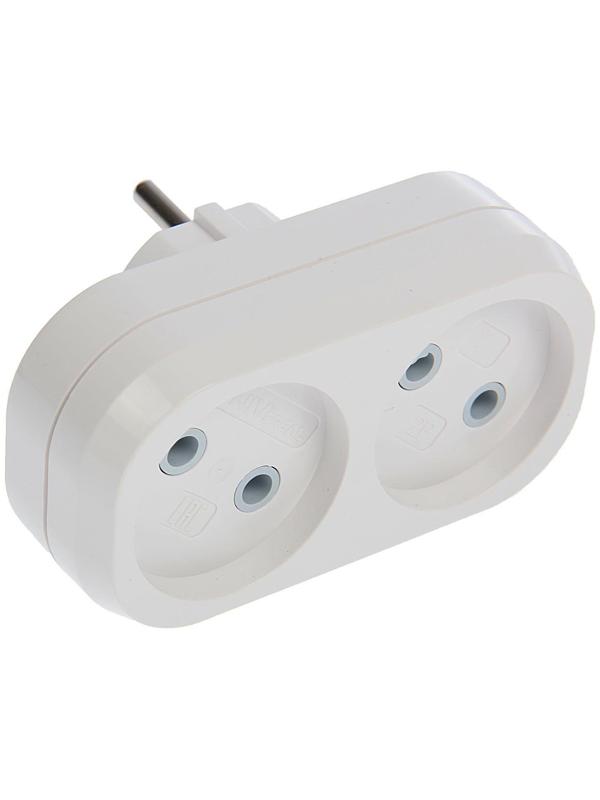 Разветвитель UNIVersal, 2 гнезда, 10 А, 250 В, без з/к, плоский, белый