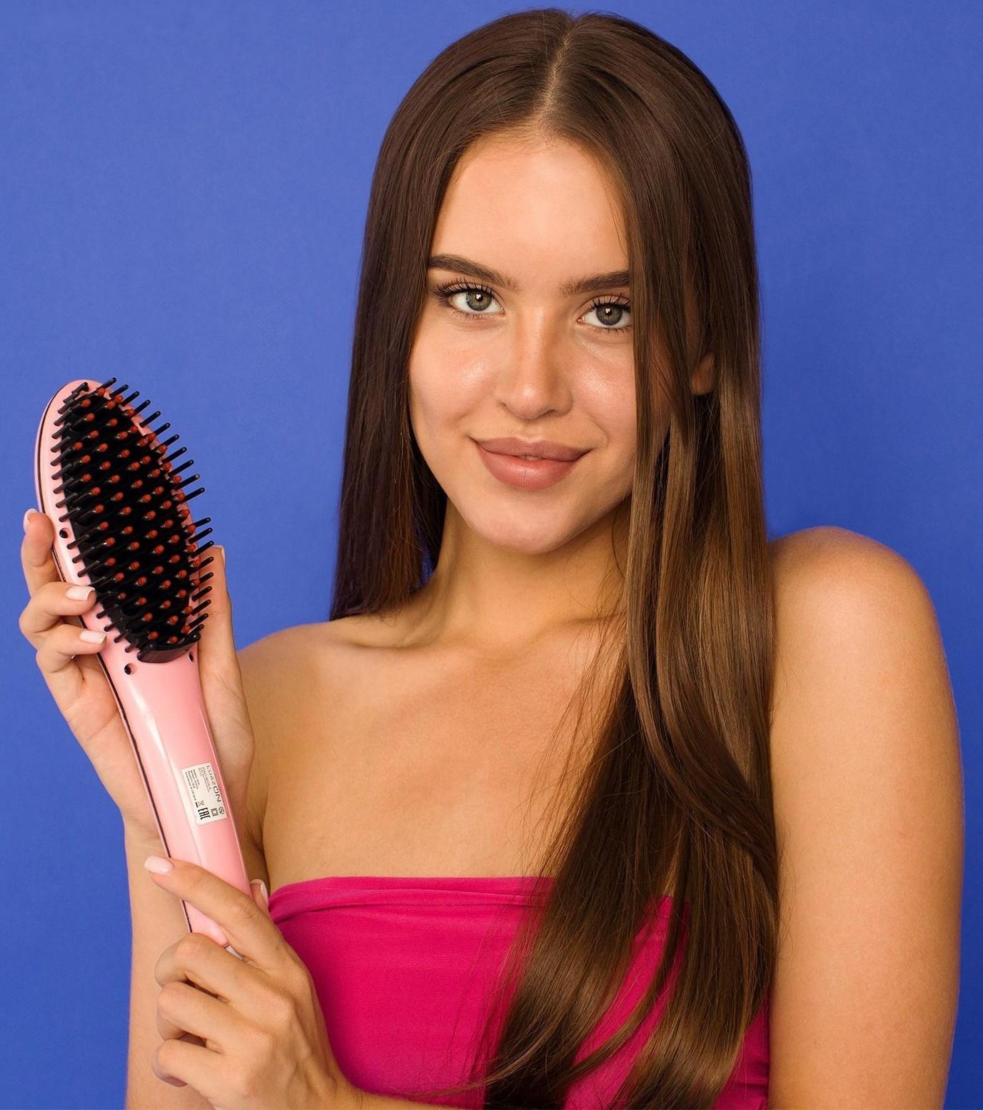 Расческа LuazON LR-01, электрическая, 35 Вт, дисплей, регулировка t, 220 В, розовая