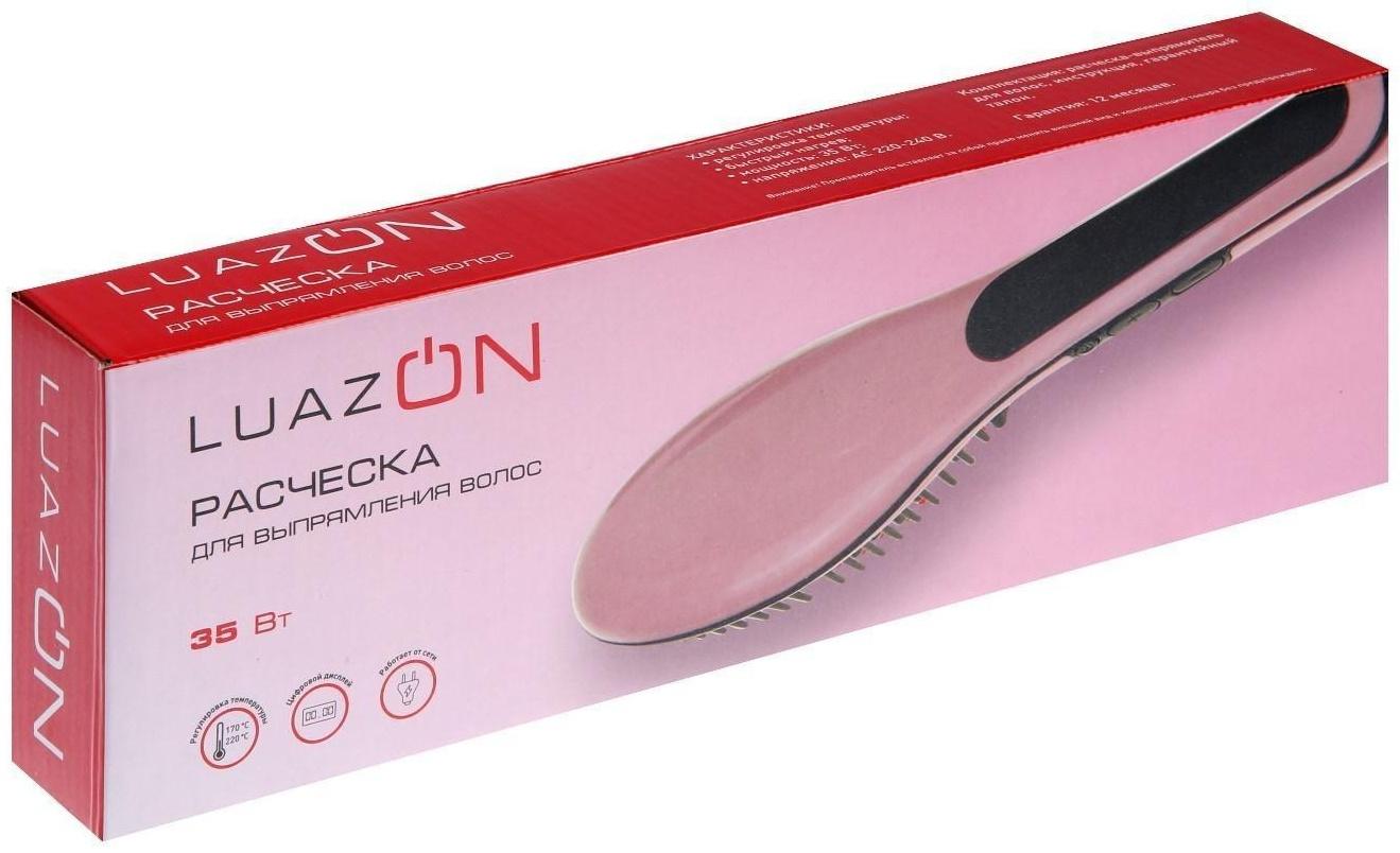 Расческа LuazON LR-01, электрическая, 35 Вт, дисплей, регулировка t, 220 В, розовая