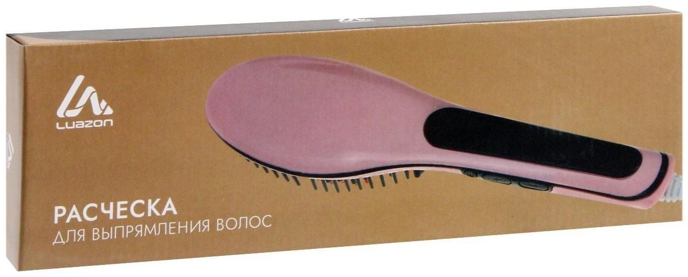 Расческа LuazON LR-01, электрическая, 35 Вт, дисплей, регулировка t, 220 В, розовая