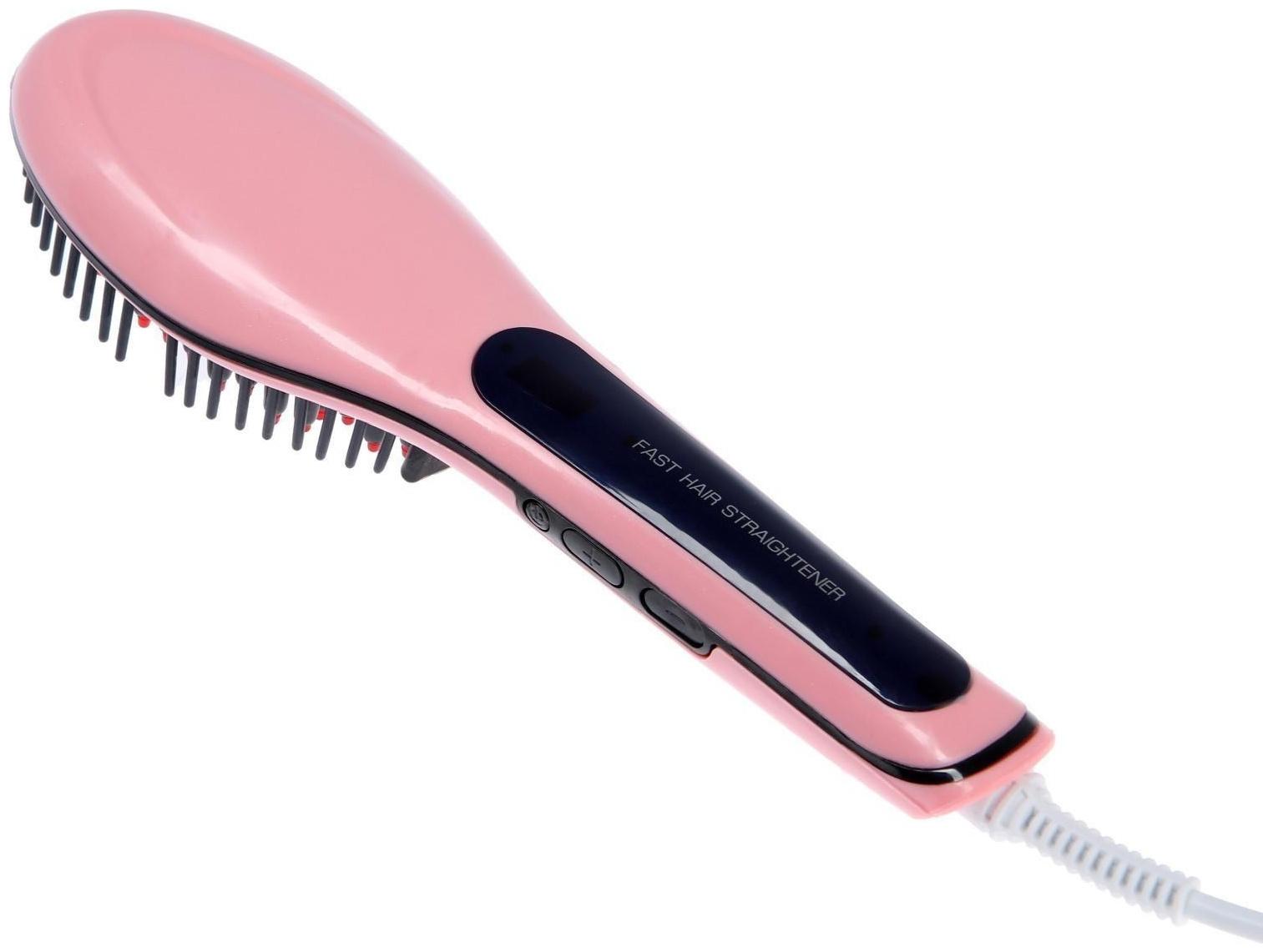Расческа LuazON LR-01, электрическая, 35 Вт, дисплей, регулировка t, 220 В, розовая