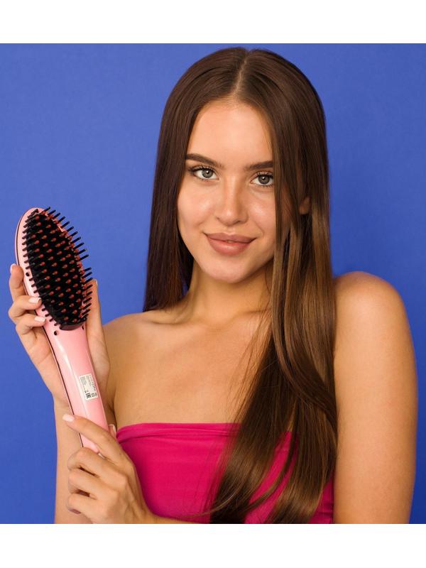 Расческа LuazON LR-01, электрическая, 35 Вт, дисплей, регулировка t, 220 В, розовая