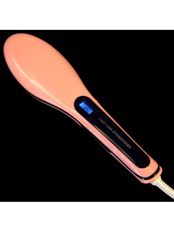 Расческа LuazON LR-01, электрическая, 35 Вт, дисплей, регулировка t, 220 В, розовая