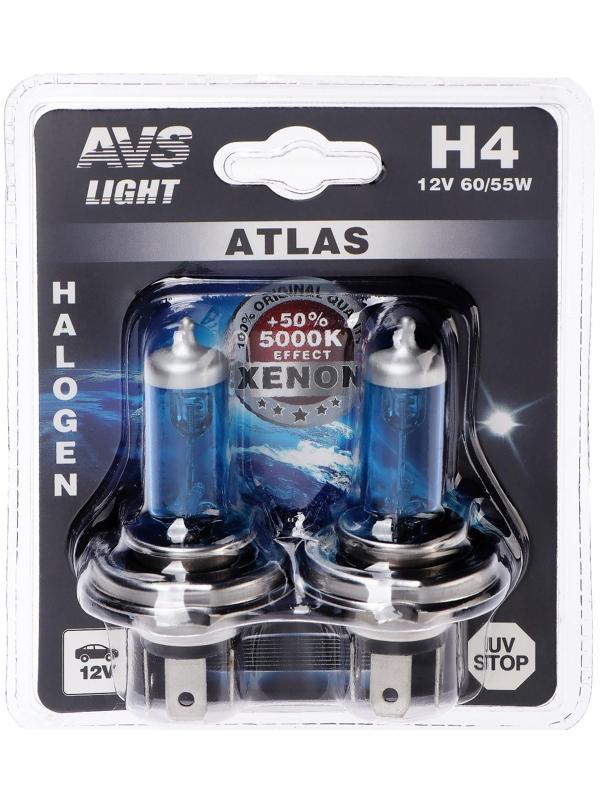 Галогенная лампа AVS ATLAS, H4, 12 В, 60/55 Вт, набор 2 шт