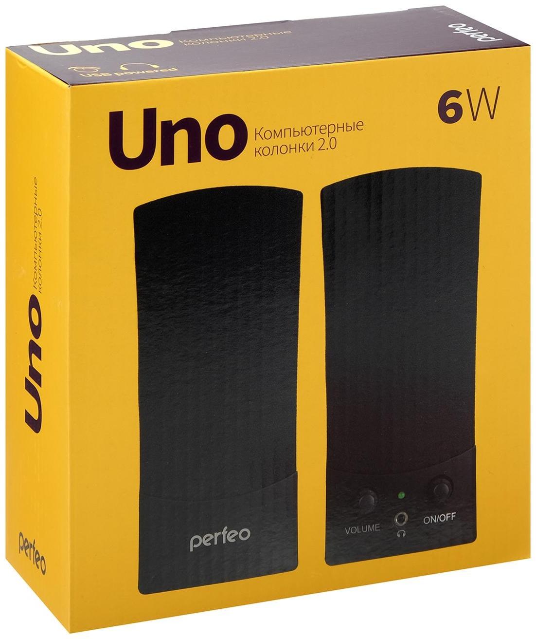 Компьютерные колонки 2.0 Perfeo UNO, 2х3 Вт, USB, черные