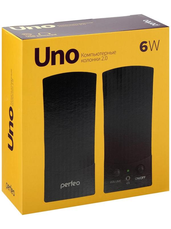 Компьютерные колонки 2.0 Perfeo UNO, 2х3 Вт, USB, черные