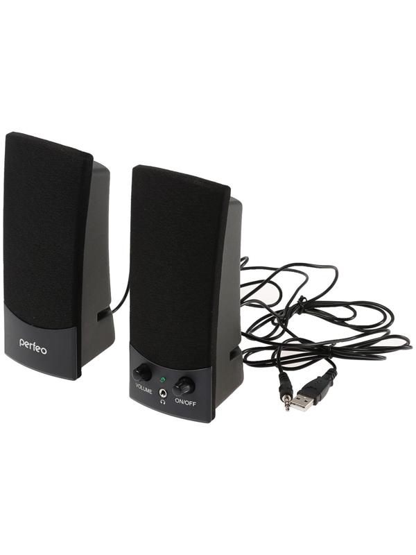 Компьютерные колонки 2.0 Perfeo UNO, 2х3 Вт, USB, черные