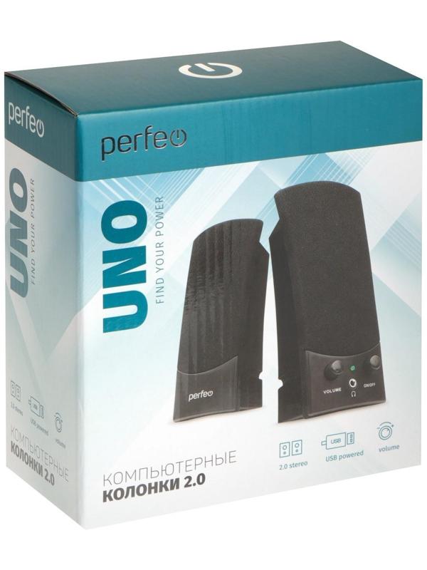 Компьютерные колонки 2.0 Perfeo UNO, 2х3 Вт, USB, черные