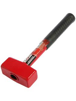 Кувалда кованая ЛОМ, 1 кг, металлическая обрезиненная рукоятка