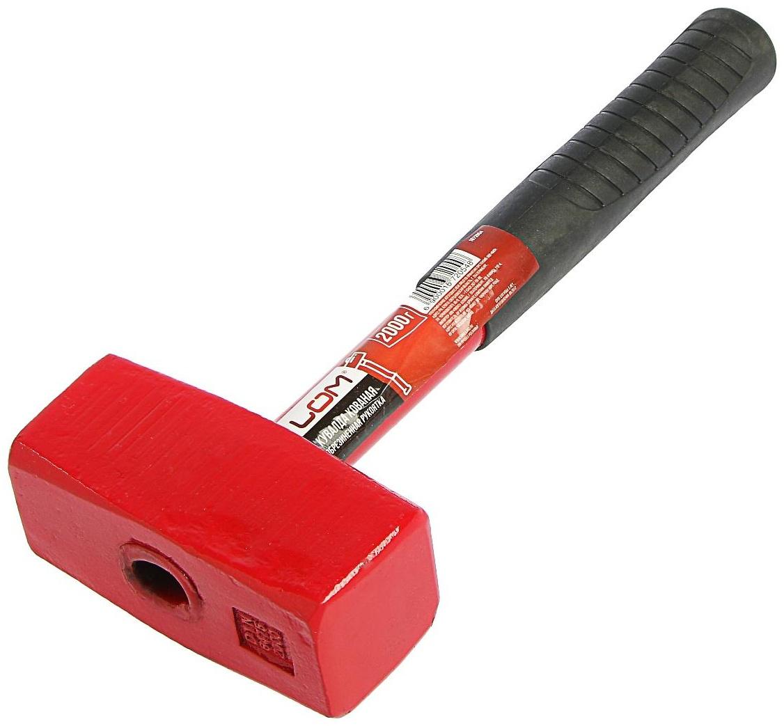 Кувалда кованая ЛОМ, 2 кг, металлическая обрезиненная рукоятка