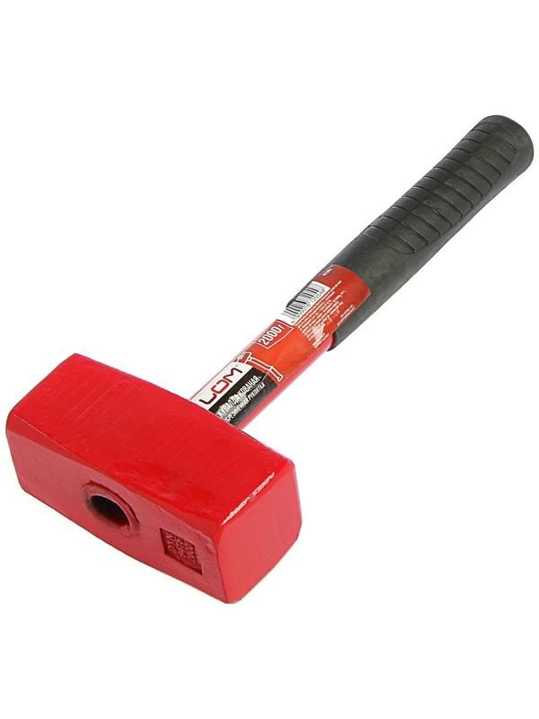 Кувалда кованая ЛОМ, 2 кг, металлическая обрезиненная рукоятка