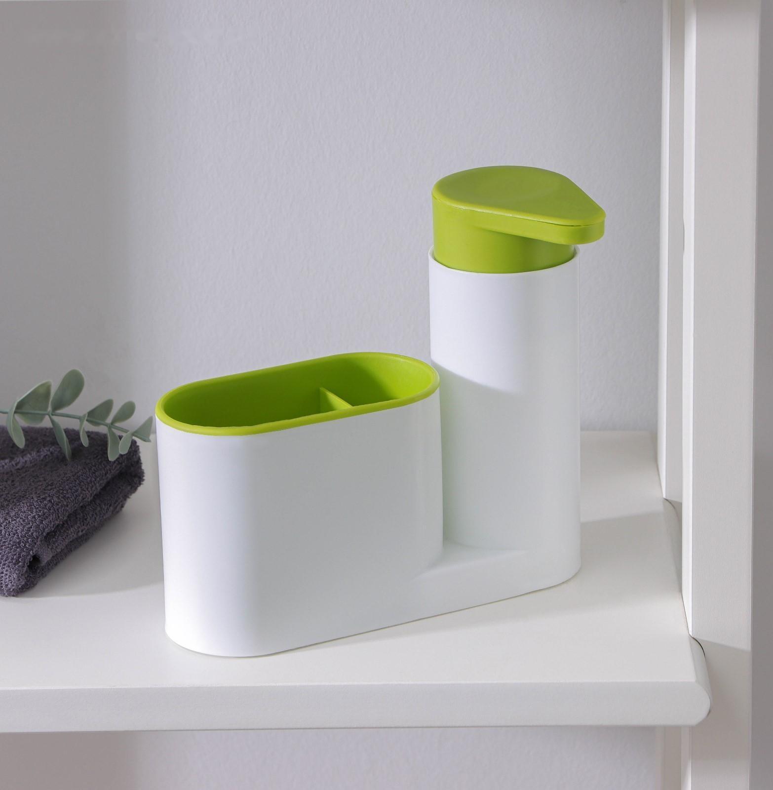Подставка для ванных и кухонных принадлежностей с дозатором, 6×17,5×19 см, цвет МИКС