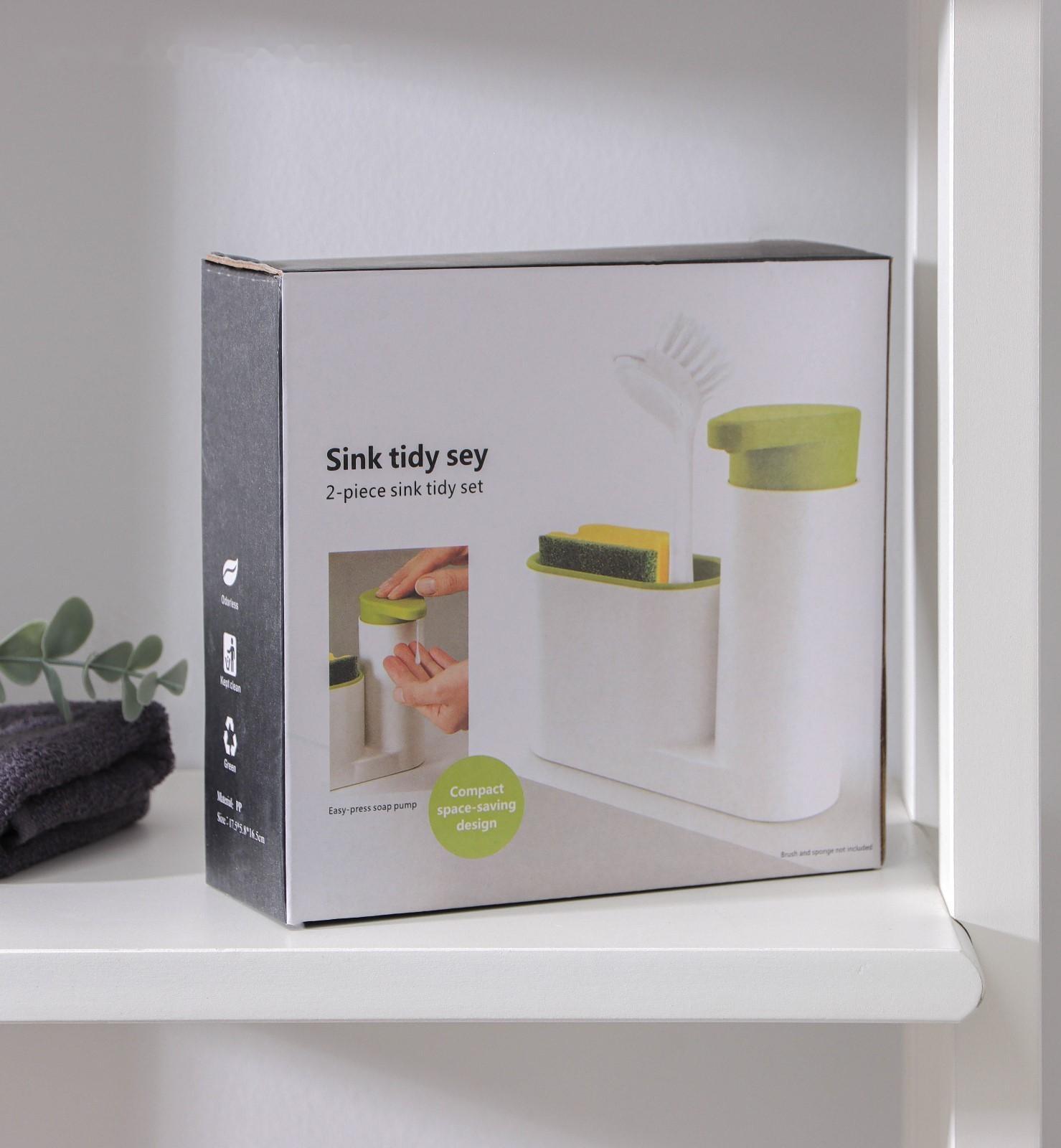 Подставка для ванных и кухонных принадлежностей с дозатором, 6×17,5×19 см, цвет МИКС