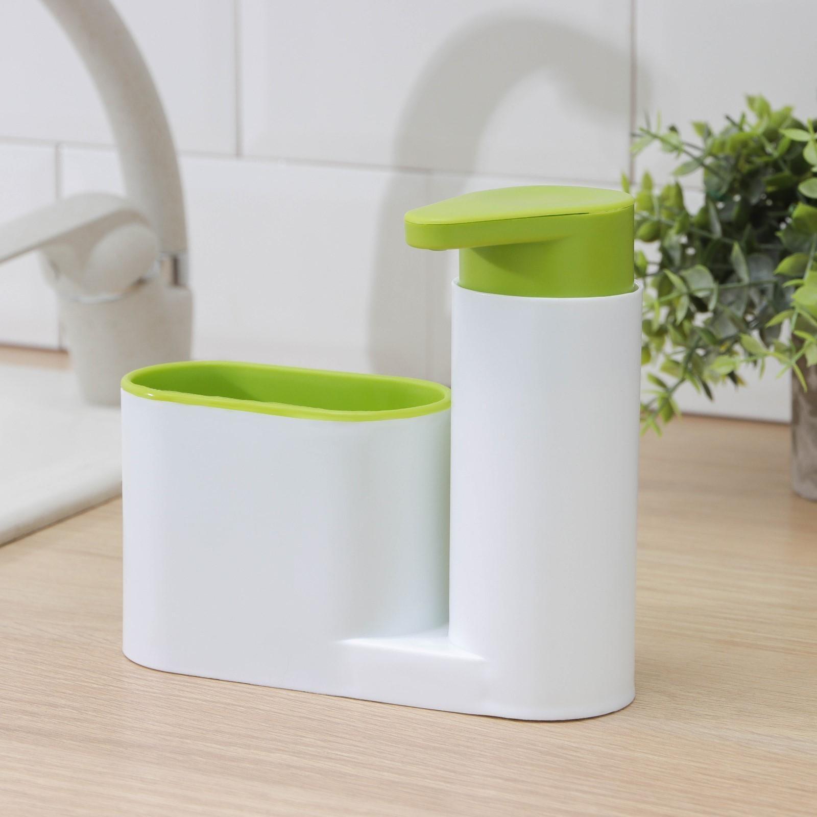 Подставка для ванных и кухонных принадлежностей с дозатором, 6×17,5×19 см, цвет МИКС