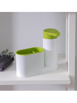 Подставка для ванных и кухонных принадлежностей с дозатором, 6×17,5×19 см, цвет МИКС