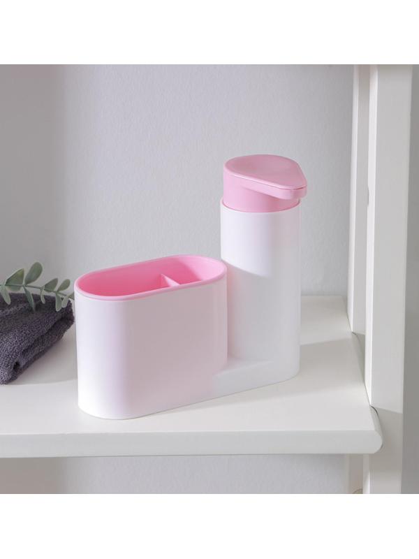 Подставка для ванных и кухонных принадлежностей с дозатором, 6×17,5×19 см, цвет МИКС