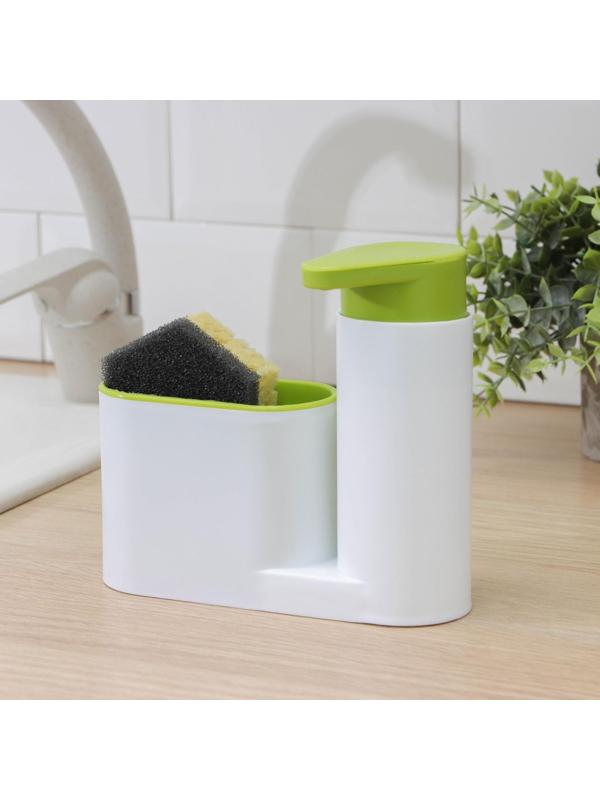 Подставка для ванных и кухонных принадлежностей с дозатором, 6×17,5×19 см, цвет МИКС