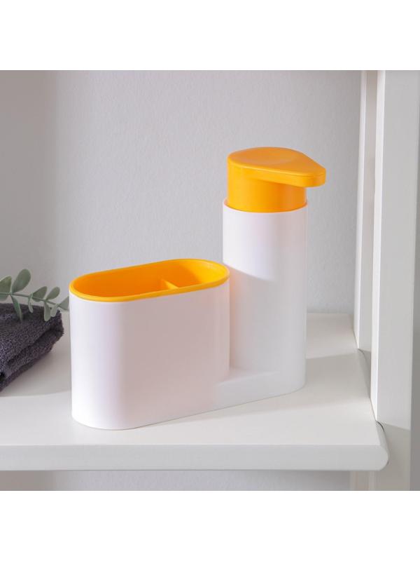 Подставка для ванных и кухонных принадлежностей с дозатором, 6×17,5×19 см, цвет МИКС