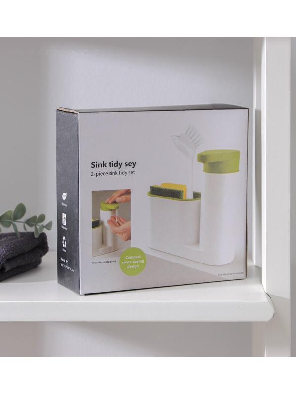 Подставка для ванных и кухонных принадлежностей с дозатором, 6×17,5×19 см, цвет МИКС