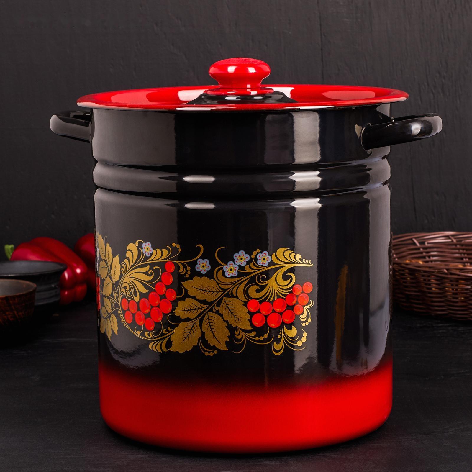 Кастрюля, 12 л, металлическая крышка, индукция, цвет МИКС