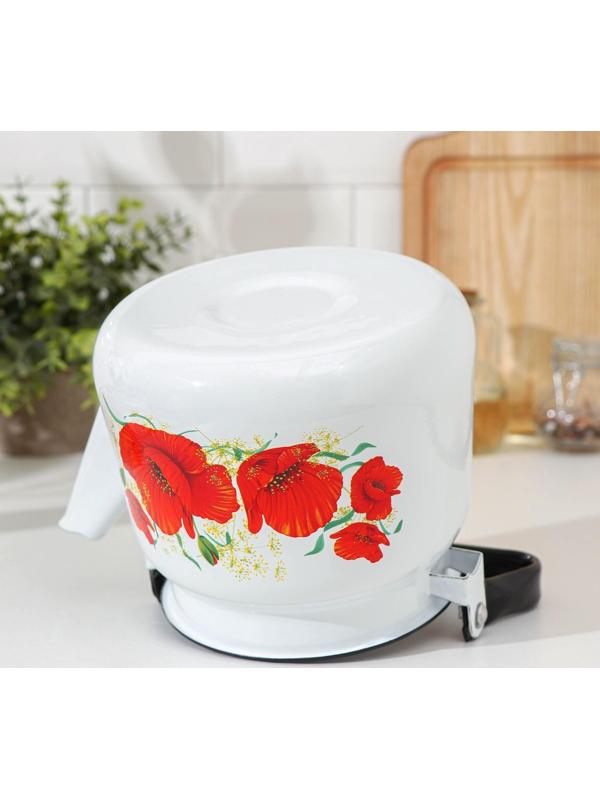 Чайник «Маки», 2,3 л, эмалированная крышка, индукция, цвет белый