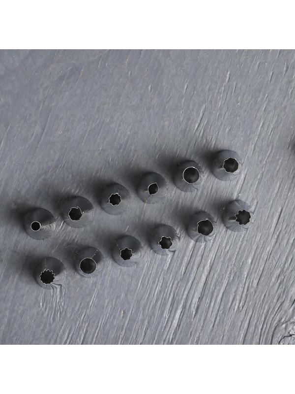 Набор кондитерский Доляна «Помощник», 12 насадок, d=1,5 см, мешок 23 см, насадки МИКС