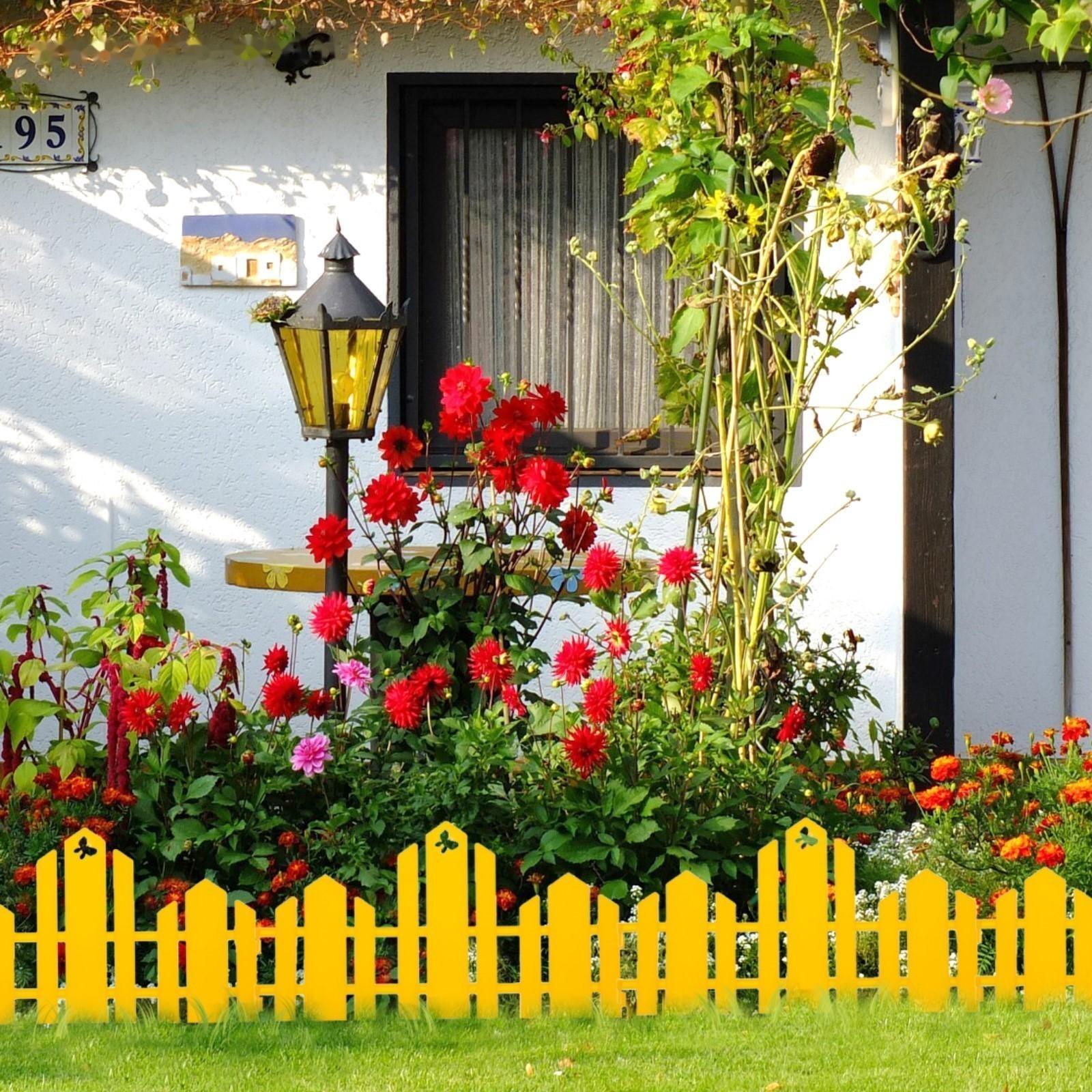 Ограждение декоративное, 25 × 170 см, 5 секций, пластик, жёлтое, «Чудный сад»