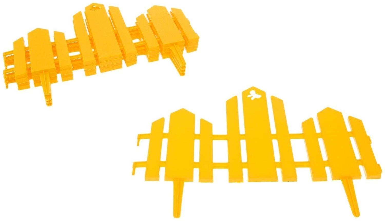 Ограждение декоративное, 25 × 170 см, 5 секций, пластик, жёлтое, «Чудный сад»