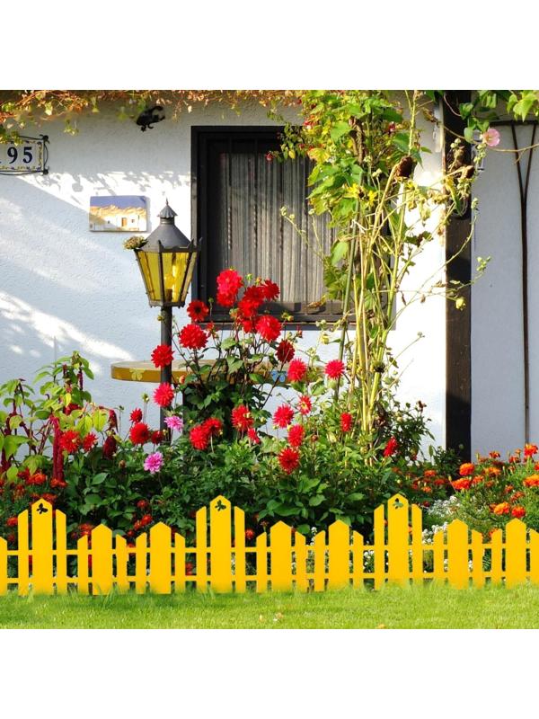Ограждение декоративное, 25 × 170 см, 5 секций, пластик, жёлтое, «Чудный сад»