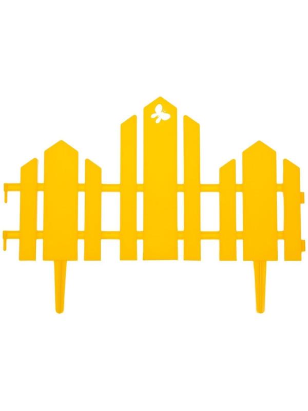 Ограждение декоративное, 25 × 170 см, 5 секций, пластик, жёлтое, «Чудный сад»