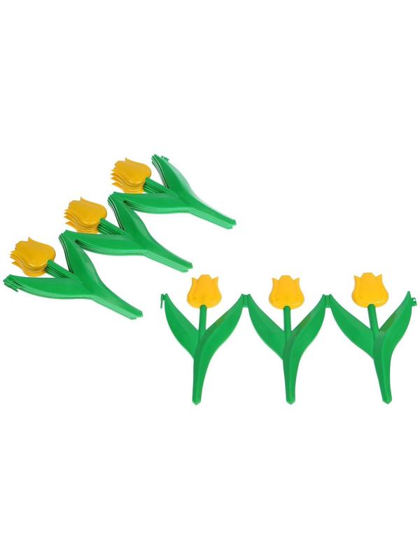 Ограждение декоративное, 30 × 225 см, 5 секций, пластик, жёлтый цветок, «Тюльпан»