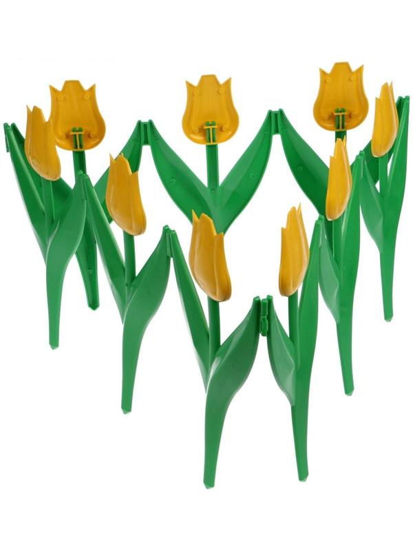 Ограждение декоративное, 30 × 225 см, 5 секций, пластик, жёлтый цветок, «Тюльпан»