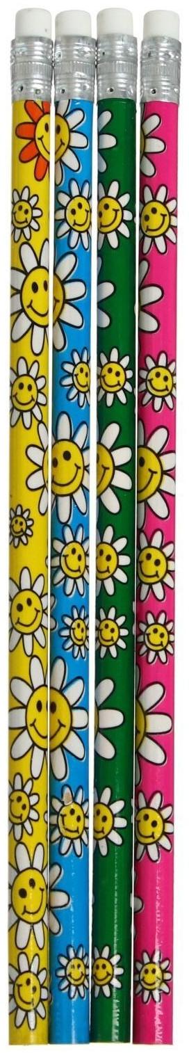 Карандаш чёрнографитный с ластиком Calligrata, твёрдость НВ, МИКС