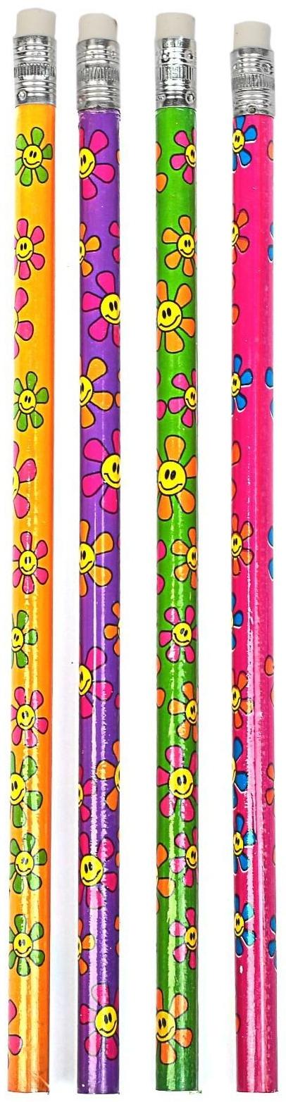 Карандаш чёрнографитный с ластиком Calligrata, твёрдость НВ, МИКС