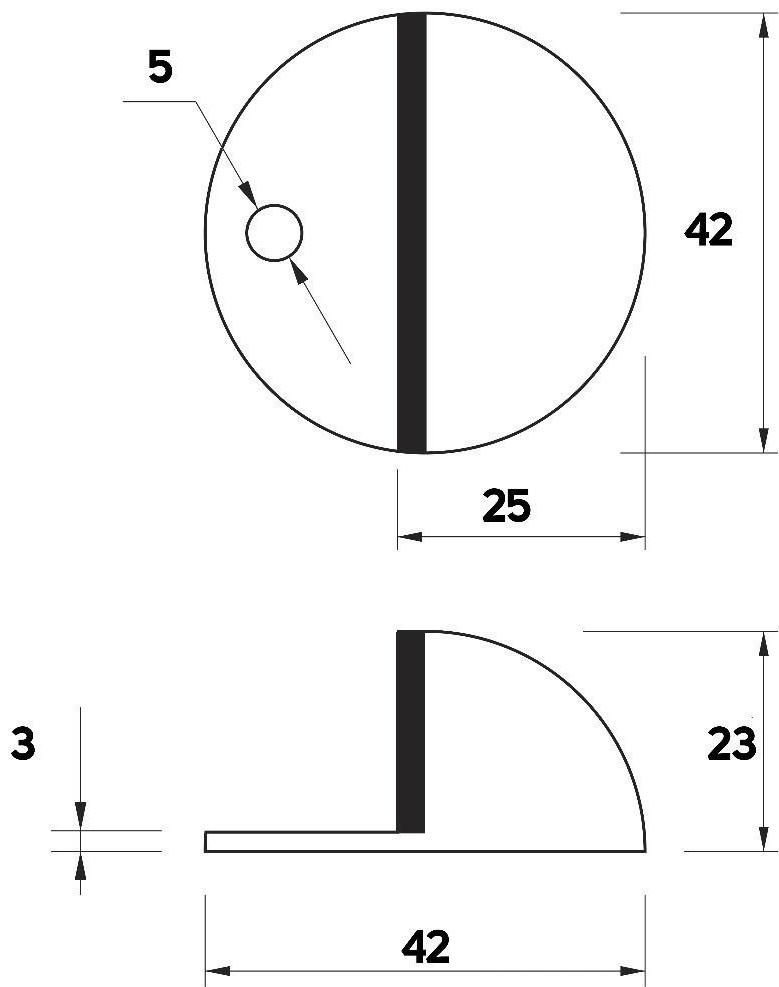 Упор дверной U103CP, d=42 мм, h=23 мм, цвет хром